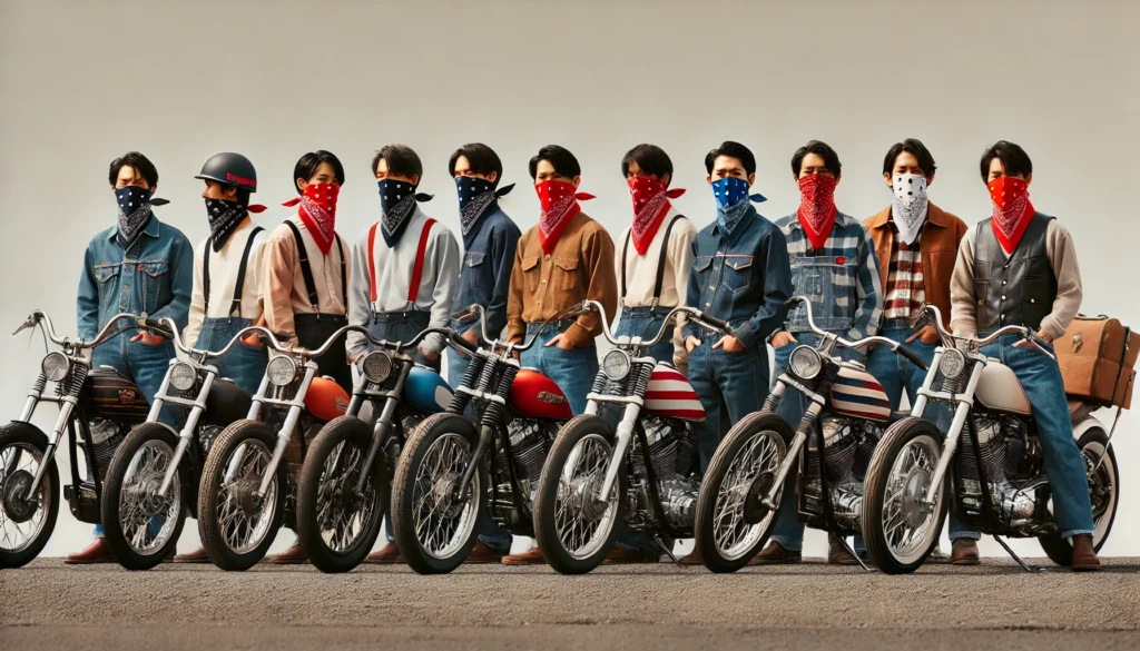 バンダナの色で変わるアメリカンライダーの印象