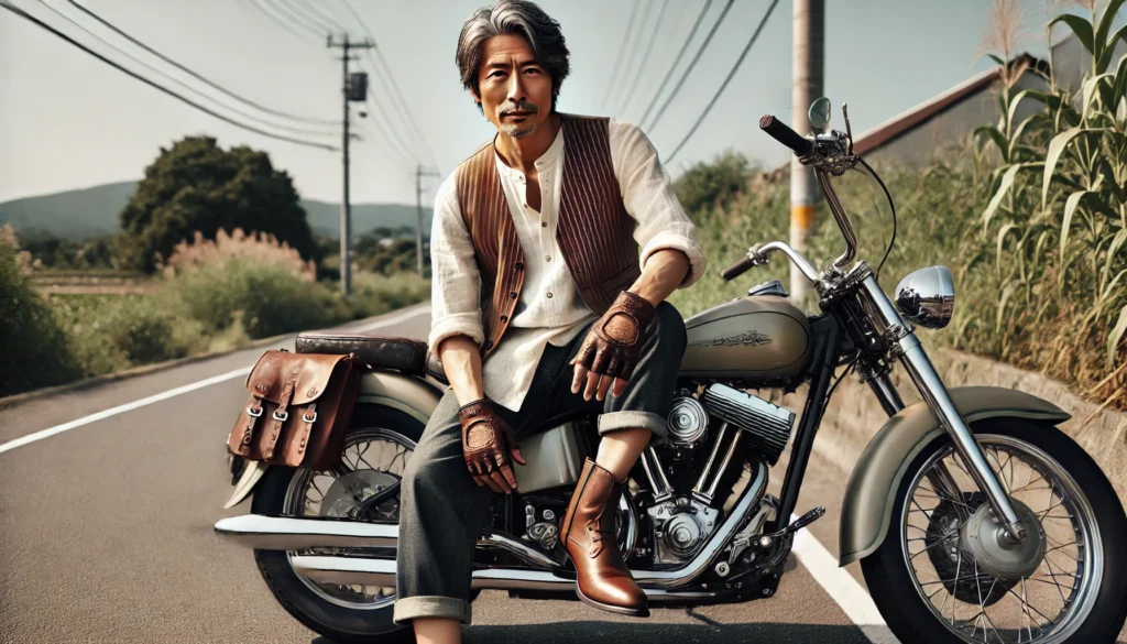 アメリカンバイクに映えるおっさんライダーの夏服スタイル術