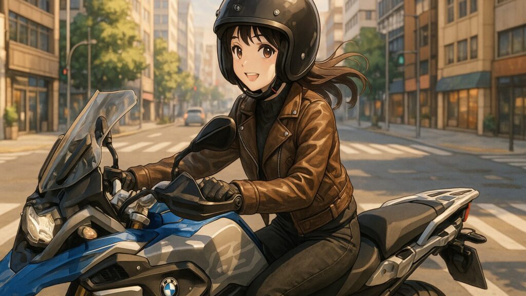 革ジャンに合うアドベンチャーバイク服装 街乗りコーデ