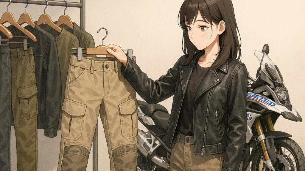 革ジャンとアドベンチャーパンツの相性