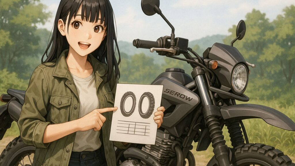 セロー250のタイヤサイズ早見表