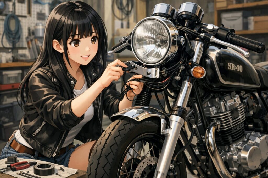 SR400に最適なステーのサイズと配線処理のコツ