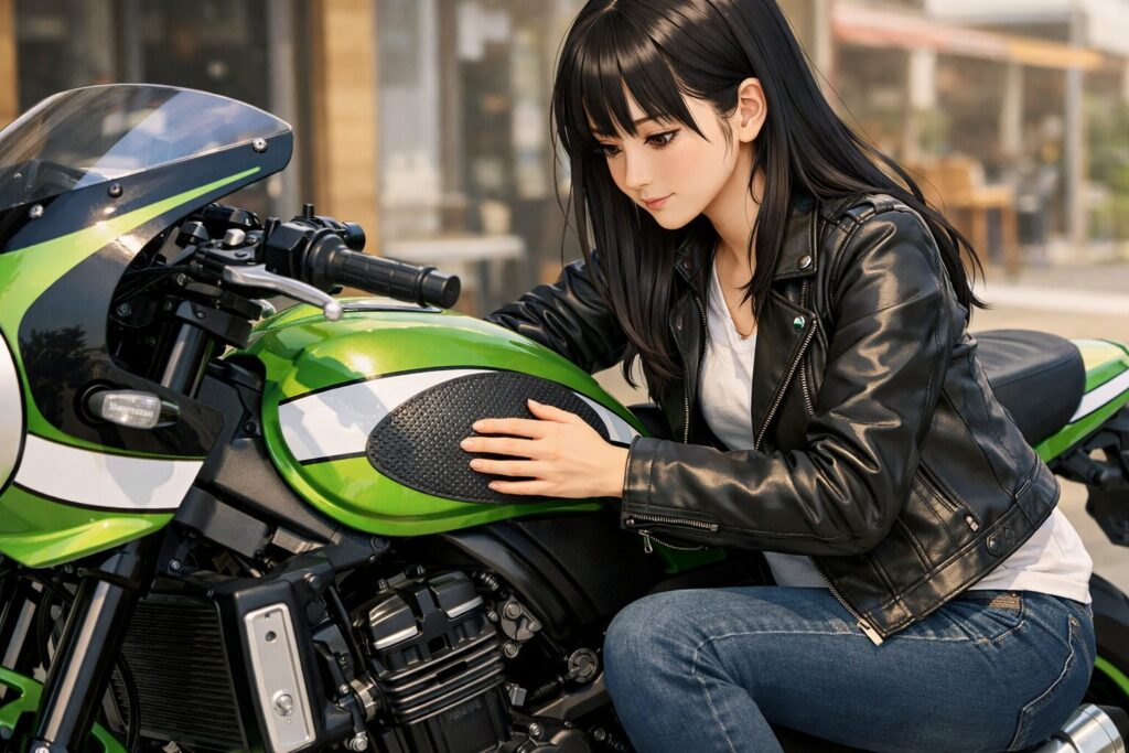 ニーグリップパッドを貼り付けて下半身を固定する