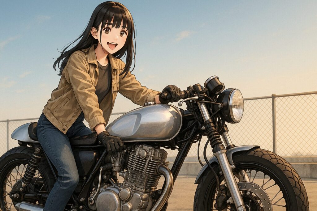 SR400カフェレーサーのタンクカスタム