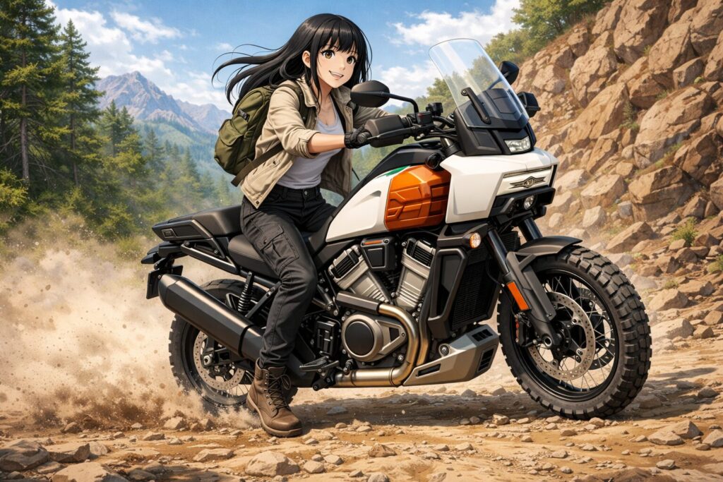 立ちゴケを防ぐハーレーのアダプティブ車高制御