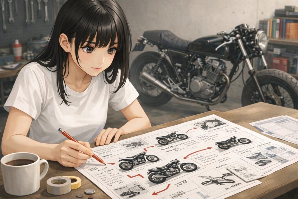 理想のエイプ50のカフェレーサーを作るロードマップ