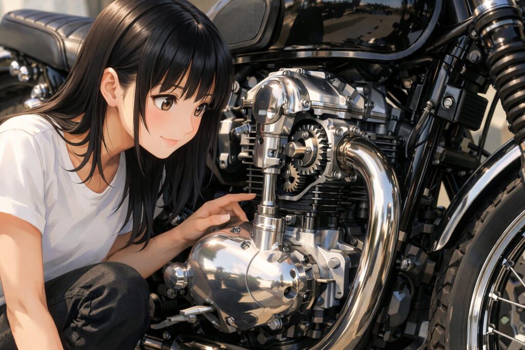 ベベルギヤ駆動が生み出すエンジンの造形美