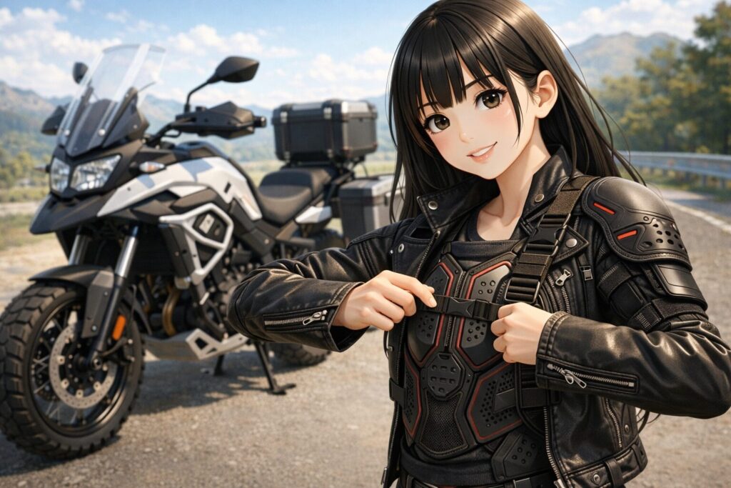 プロテクターを固定するレザーの剛性と安心感