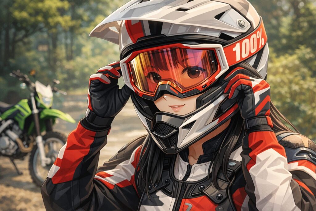 100%のゴーグルがもたらす顔周りのプロ感