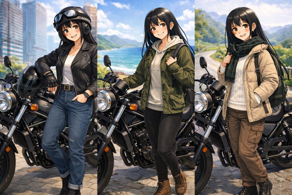 自分らしいレブル250に似合う服装のスタイリングまとめ