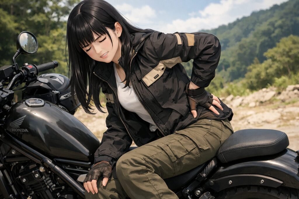 低いシート高による膝の曲がりとお尻の痛み