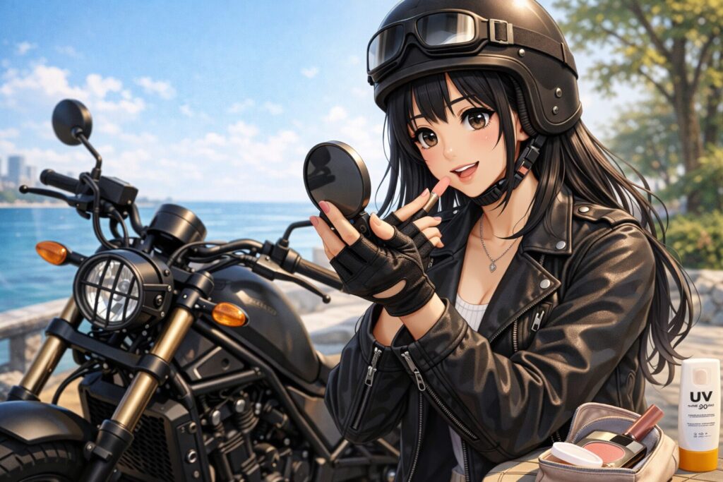 日焼け対策とメイクを両立するライダーの知恵