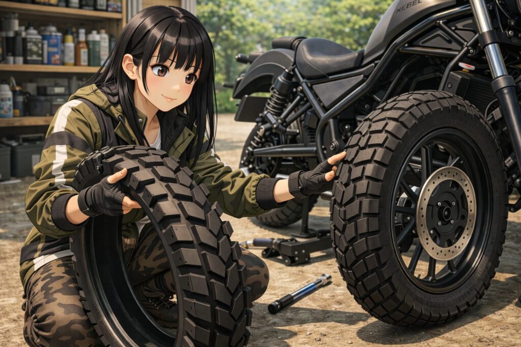 社外タイヤへの換装と負荷能力に応じた調整