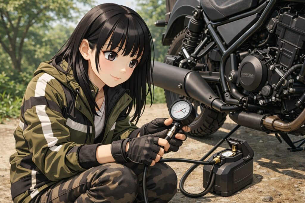 レブル250のタイヤ空気圧を調整し性能を最適化する