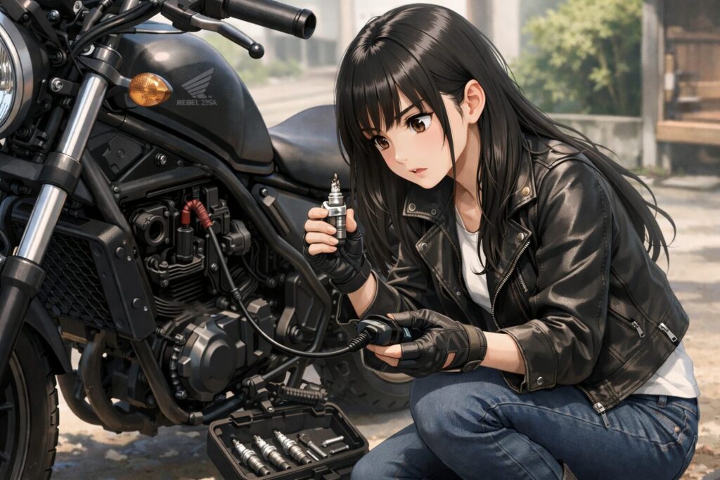 スパークプラグのかぶりや点火系統の点検