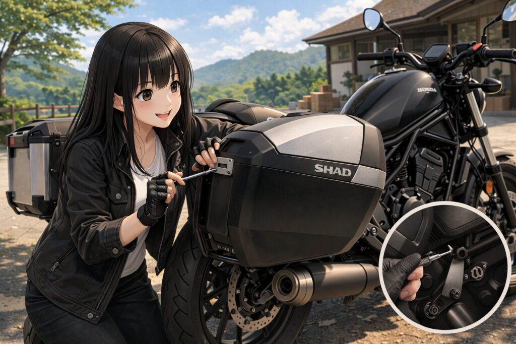 SHADの3Pシステムでサイドケースを固定する