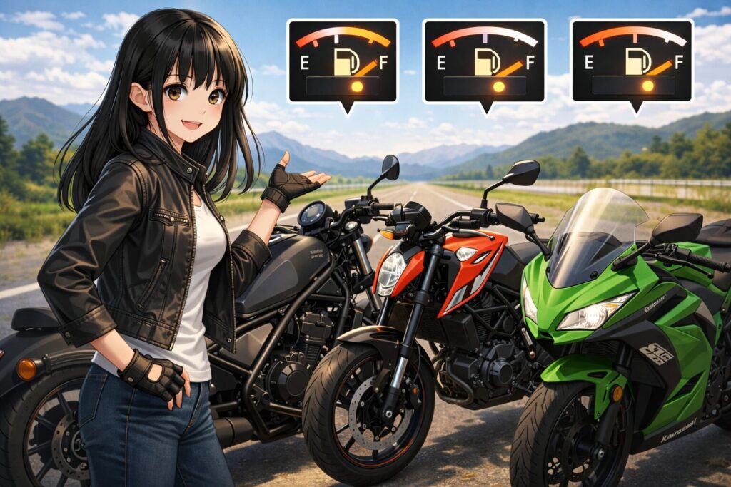 250ccクラスのライバル車種と航続性能を比較
