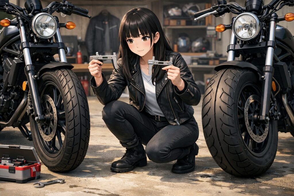 MC49型とMC13型で異なるタイヤサイズの注意点