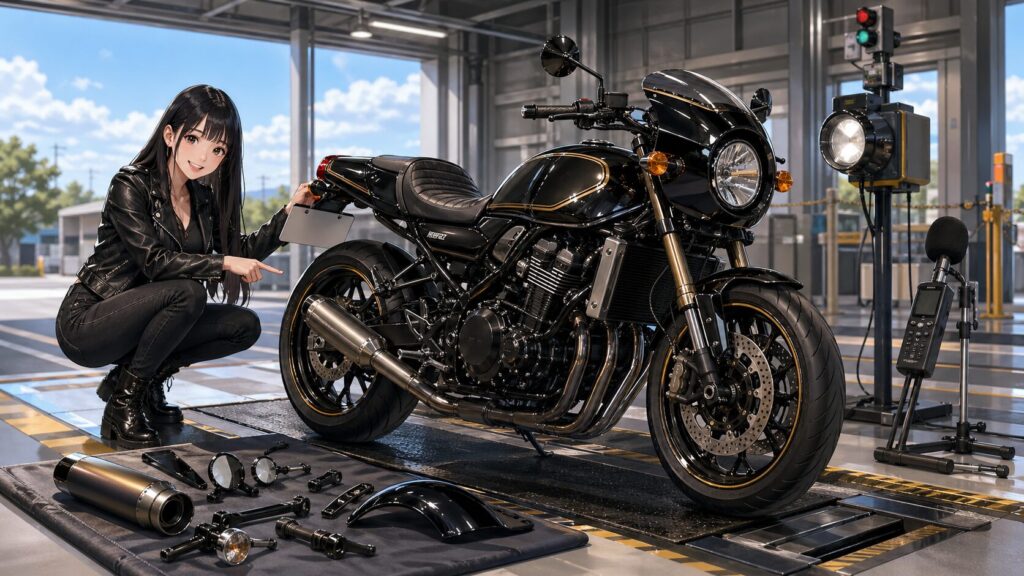 Z900RS カフェ フルカスタムの車検と法規