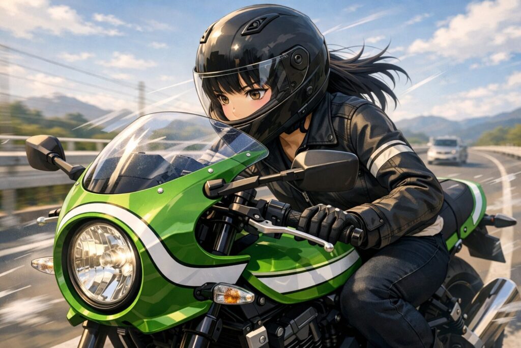 ビキニカウルが発揮する高速巡航の防風効果