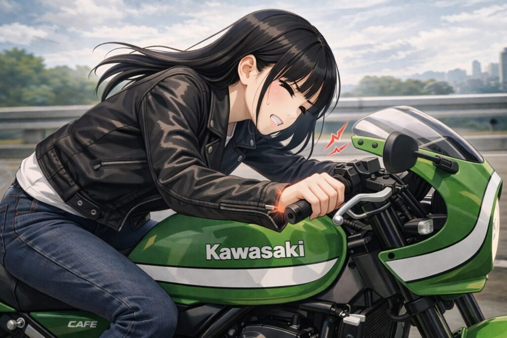 低いハンドルがもたらす前傾姿勢と腕の疲労