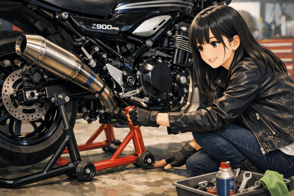 メンテナンススタンドやフックでの代用