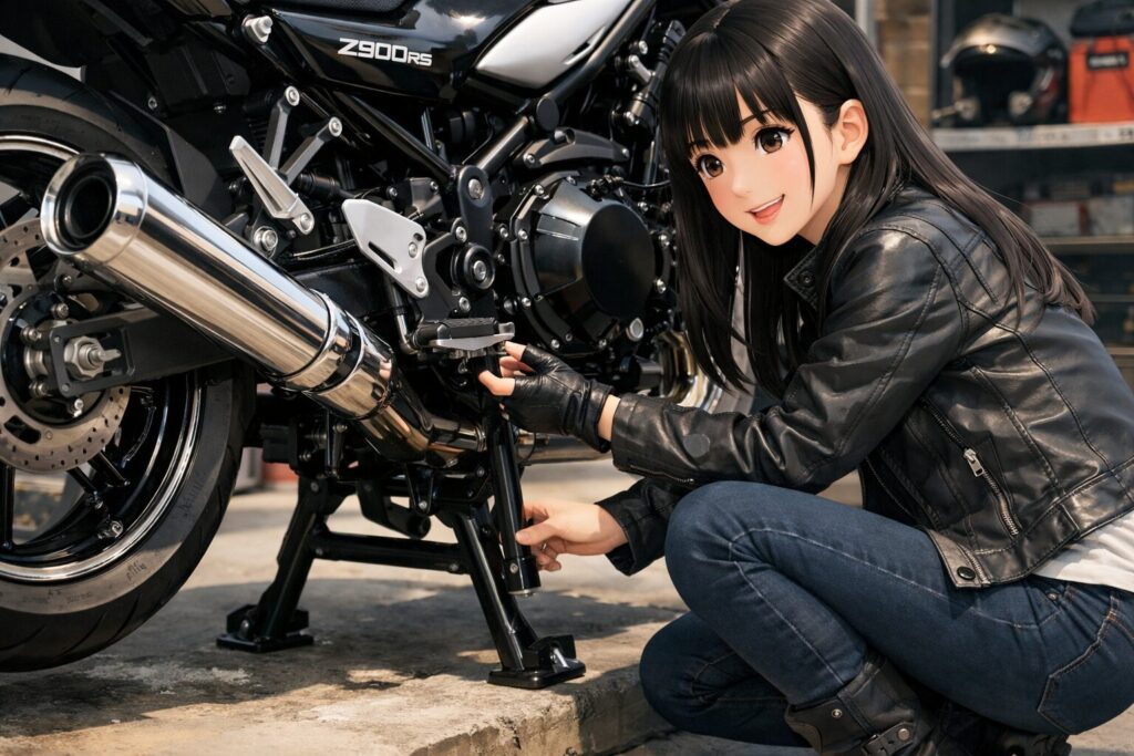 Z900RSのセンタースタンドとマフラーの相性