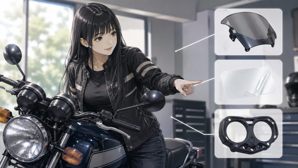 メーターバイザーや保護フィルムとの違い