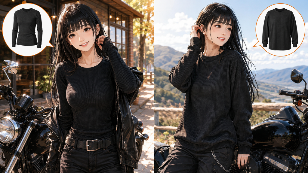 クルーネックとルーズフィットの用途別比較